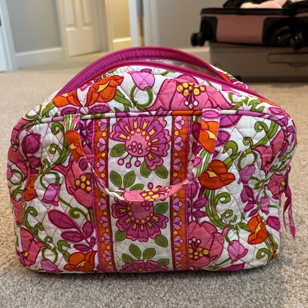 Vera Bradley Floral Cosmetic Bag in Pink and Orange